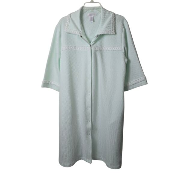 Cabernet Women's Mint Green Granny core Snap Robe Cottagecore Housecoat  L - Picture 1 of 13